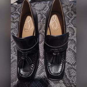 Black patent sam Edelman heeled Oxfords